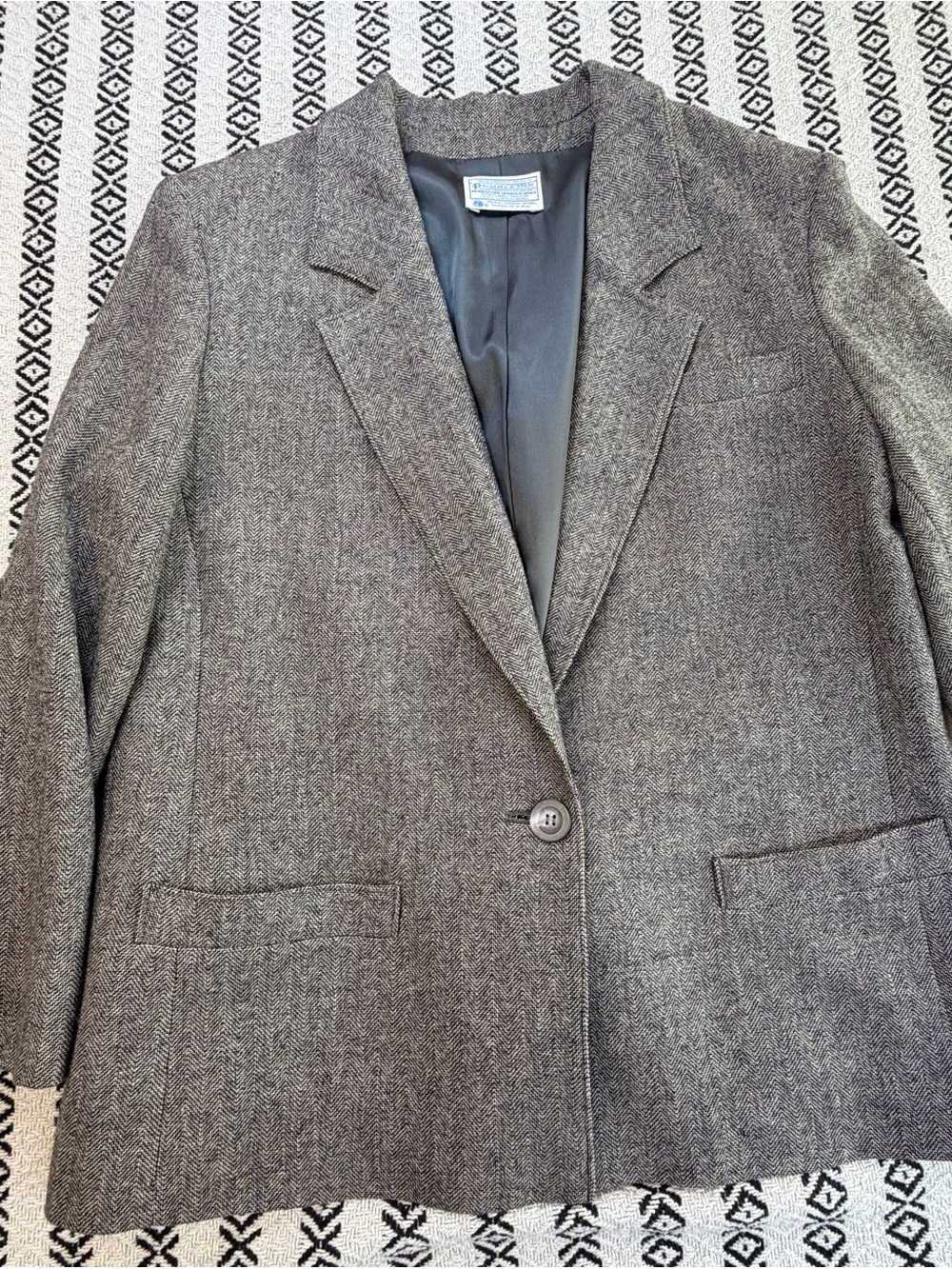 Vintage Pendleton Blazer Womens 18W  Made In USA Herringbone Wool Jacket 80s 70s